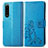 Coque Portefeuille Fleurs Livre Cuir Etui Clapet pour Sony Xperia 5 III SO-53B Bleu