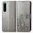 Coque Portefeuille Fleurs Livre Cuir Etui Clapet pour Sony Xperia 5 III SO-53B Gris