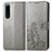 Coque Portefeuille Fleurs Livre Cuir Etui Clapet pour Sony Xperia 5 IV Gris