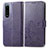 Coque Portefeuille Fleurs Livre Cuir Etui Clapet pour Sony Xperia 5 IV Violet