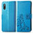 Coque Portefeuille Fleurs Livre Cuir Etui Clapet pour Sony Xperia Ace II Bleu