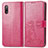 Coque Portefeuille Fleurs Livre Cuir Etui Clapet pour Sony Xperia Ace II Rouge