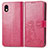 Coque Portefeuille Fleurs Livre Cuir Etui Clapet pour Sony Xperia Ace III Rouge