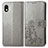 Coque Portefeuille Fleurs Livre Cuir Etui Clapet pour Sony Xperia Ace III SOG08 Gris