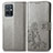 Coque Portefeuille Fleurs Livre Cuir Etui Clapet pour Vivo iQOO Z6 5G Gris