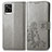 Coque Portefeuille Fleurs Livre Cuir Etui Clapet pour Vivo V20 Gris