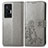 Coque Portefeuille Fleurs Livre Cuir Etui Clapet pour Vivo X70 Pro 5G Gris