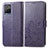 Coque Portefeuille Fleurs Livre Cuir Etui Clapet pour Vivo Y21a Violet