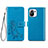 Coque Portefeuille Fleurs Livre Cuir Etui Clapet pour Xiaomi Mi 11 5G Bleu
