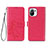 Coque Portefeuille Fleurs Livre Cuir Etui Clapet pour Xiaomi Mi 11 5G Rouge