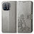 Coque Portefeuille Fleurs Livre Cuir Etui Clapet pour Xiaomi Mi 11 Pro 5G Gris