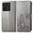 Coque Portefeuille Fleurs Livre Cuir Etui Clapet pour Xiaomi Mi 13T 5G Gris