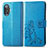 Coque Portefeuille Fleurs Livre Cuir Etui Clapet pour Xiaomi Poco F3 GT 5G Bleu