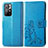 Coque Portefeuille Fleurs Livre Cuir Etui Clapet pour Xiaomi Poco M4 Pro 5G Bleu