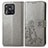 Coque Portefeuille Fleurs Livre Cuir Etui Clapet pour Xiaomi Redmi 10 India Gris