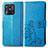 Coque Portefeuille Fleurs Livre Cuir Etui Clapet pour Xiaomi Redmi 10 Power Bleu