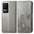 Coque Portefeuille Fleurs Livre Cuir Etui Clapet pour Xiaomi Redmi K50 Pro 5G Gris