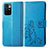 Coque Portefeuille Fleurs Livre Cuir Etui Clapet pour Xiaomi Redmi Note 11 4G (2021) Bleu