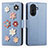 Coque Portefeuille Fleurs Livre Cuir Etui Clapet S02D pour Huawei Nova Y70 Bleu