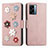 Coque Portefeuille Fleurs Livre Cuir Etui Clapet S02D pour Oppo K10 5G India Or Rose