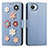 Coque Portefeuille Fleurs Livre Cuir Etui Clapet S02D pour Realme C30s Bleu