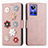 Coque Portefeuille Fleurs Livre Cuir Etui Clapet S02D pour Realme GT Neo3 5G Or Rose