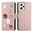 Coque Portefeuille Fleurs Livre Cuir Etui Clapet S02D pour Realme Narzo 50A Prime Or Rose