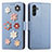 Coque Portefeuille Fleurs Livre Cuir Etui Clapet S02D pour Samsung Galaxy A04s Bleu