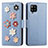 Coque Portefeuille Fleurs Livre Cuir Etui Clapet S02D pour Samsung Galaxy A42 5G Bleu