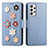 Coque Portefeuille Fleurs Livre Cuir Etui Clapet S02D pour Samsung Galaxy A52 4G Bleu