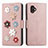 Coque Portefeuille Fleurs Livre Cuir Etui Clapet S02D pour Samsung Galaxy XCover 6 Pro 5G Or Rose