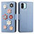 Coque Portefeuille Fleurs Livre Cuir Etui Clapet S02D pour Xiaomi Poco C51 Bleu