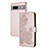 Coque Portefeuille Fleurs Livre Cuir Etui Clapet Y01X pour Google Pixel 7a 5G Or Rose