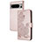 Coque Portefeuille Fleurs Livre Cuir Etui Clapet Y01X pour Google Pixel 8 5G Or Rose