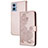 Coque Portefeuille Fleurs Livre Cuir Etui Clapet Y01X pour Motorola Moto E22 Or Rose