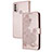 Coque Portefeuille Fleurs Livre Cuir Etui Clapet Y01X pour Motorola Moto E40 Or Rose