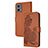 Coque Portefeuille Fleurs Livre Cuir Etui Clapet Y01X pour Motorola Moto G 5G (2023) Marron