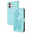 Coque Portefeuille Fleurs Livre Cuir Etui Clapet Y01X pour Motorola Moto G53j 5G Bleu Clair