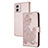 Coque Portefeuille Fleurs Livre Cuir Etui Clapet Y01X pour Motorola Moto G53j 5G Or Rose