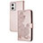 Coque Portefeuille Fleurs Livre Cuir Etui Clapet Y01X pour Motorola Moto G73 5G Or Rose