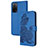 Coque Portefeuille Fleurs Livre Cuir Etui Clapet Y01X pour Oppo A55 5G Bleu