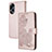 Coque Portefeuille Fleurs Livre Cuir Etui Clapet Y01X pour Oppo A58 4G Or Rose