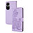 Coque Portefeuille Fleurs Livre Cuir Etui Clapet Y01X pour Oppo Reno10 5G Violet