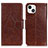 Coque Portefeuille Livre Cuir Etui Clapet A02 pour Apple iPhone 13 Mini Marron