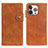 Coque Portefeuille Livre Cuir Etui Clapet A06 pour Apple iPhone 14 Pro Marron