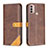 Coque Portefeuille Livre Cuir Etui Clapet B02F pour Motorola Moto E30 Marron