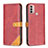 Coque Portefeuille Livre Cuir Etui Clapet B02F pour Motorola Moto E30 Rouge