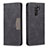 Coque Portefeuille Livre Cuir Etui Clapet B02F pour Xiaomi Redmi 9 Prime India Noir