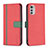 Coque Portefeuille Livre Cuir Etui Clapet B04F pour Motorola Moto E32 Rouge