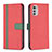 Coque Portefeuille Livre Cuir Etui Clapet B04F pour Motorola Moto E32s Rouge